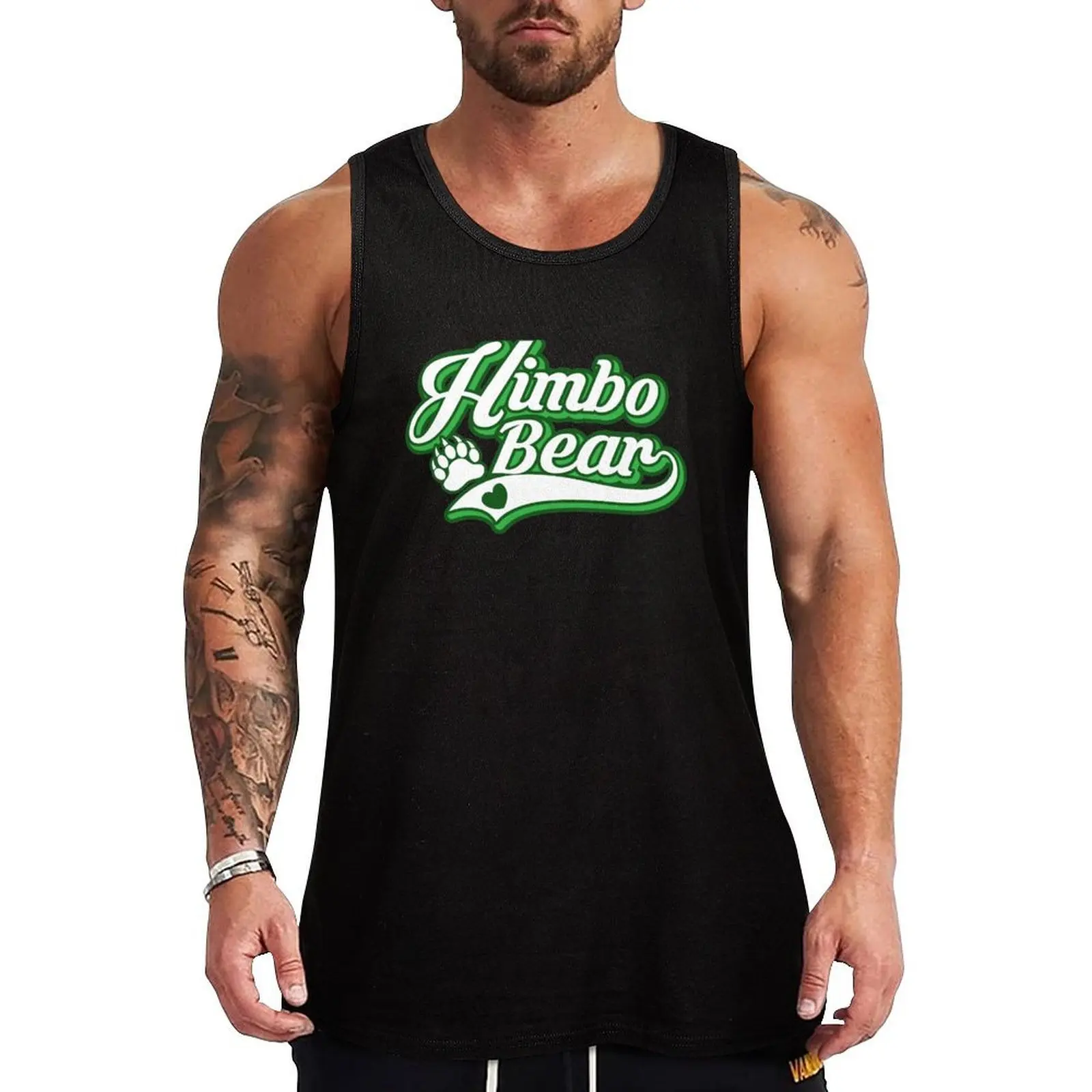 Himbo Bear in Green Tank Top Street Casual Tank Top Urban Sleeveless Shirt