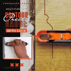 Profile Scribing Ruler Contour Gauge with Lock Adjustable Locking Precise Woodworking Measuring Gauge Profile Duplicator