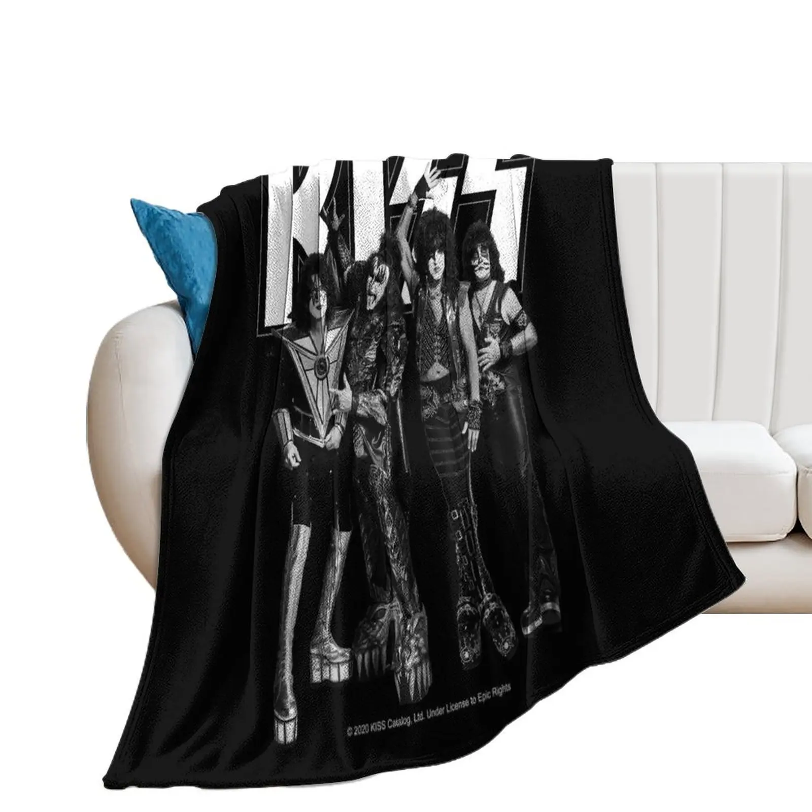 KISS ? The Band - Full Black and White Throw Blanket For Decorative Sofa Furrys Decorative Sofas Blankets