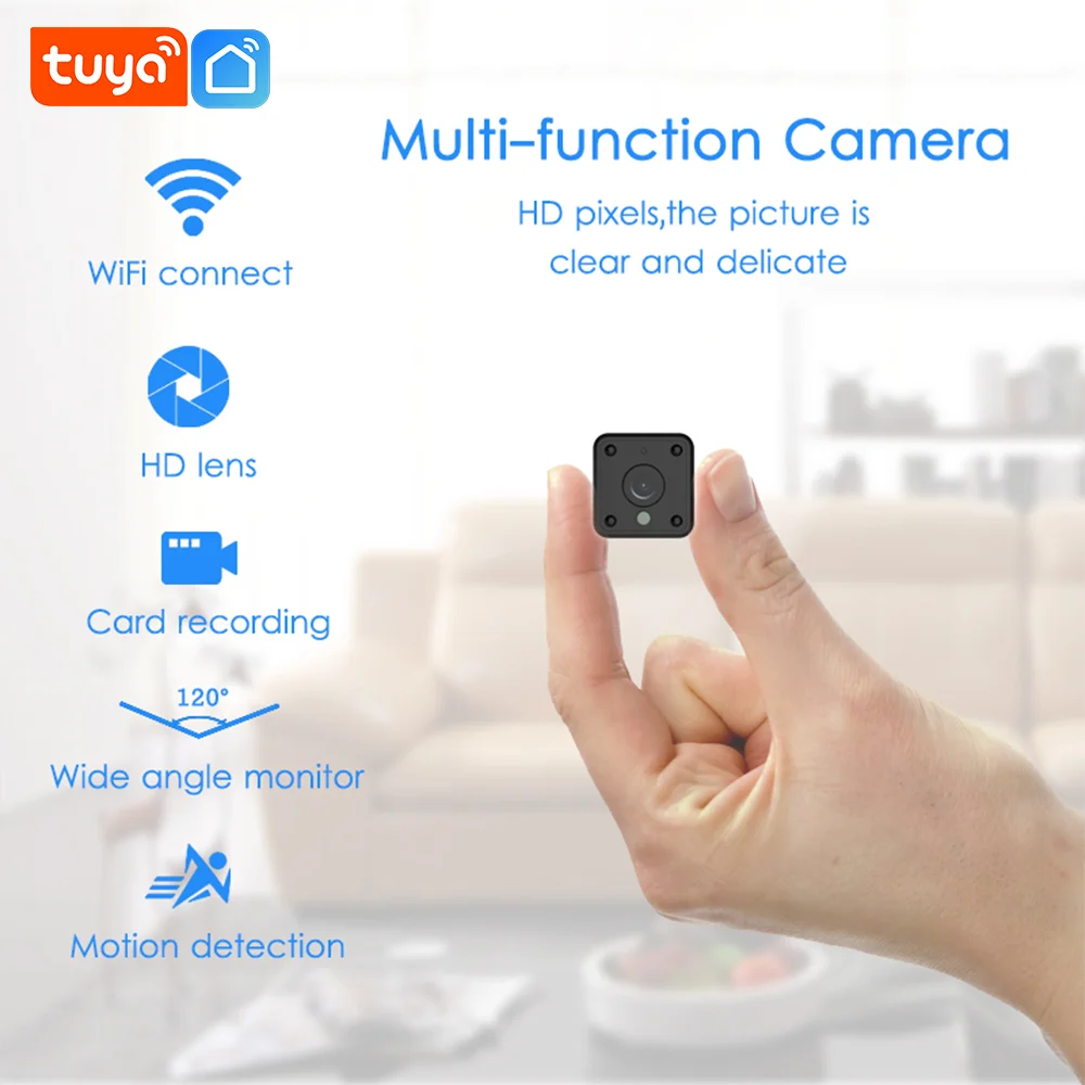 Tuya 3MP HD WiFi Mini Camera Wireless Video Recorder Security Protection Camera Smart Home Monitoring CamFor Infants And Pets