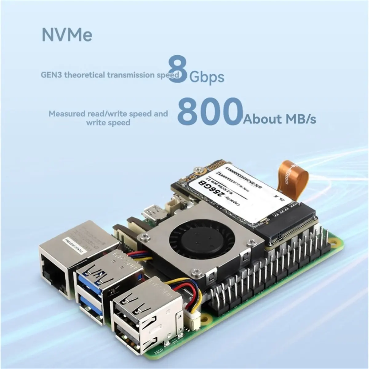 2026 جديد + ل 5 PCle إلى M.2 لوح مهايئ مع منفاخ + بالوعة الحرارة Gen3 M.2 NVMe لوح تمديد لـ 2230 2242 NVMe SSD