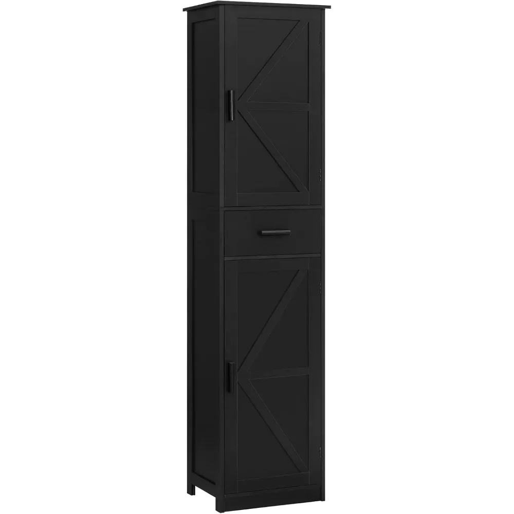 

Tall Bathroom Cabinet, Storage Cabinet with 6 Shelves & Drawer, Narrow Storage Cabinet with Ajustable Shelves, Tall Cabinet for