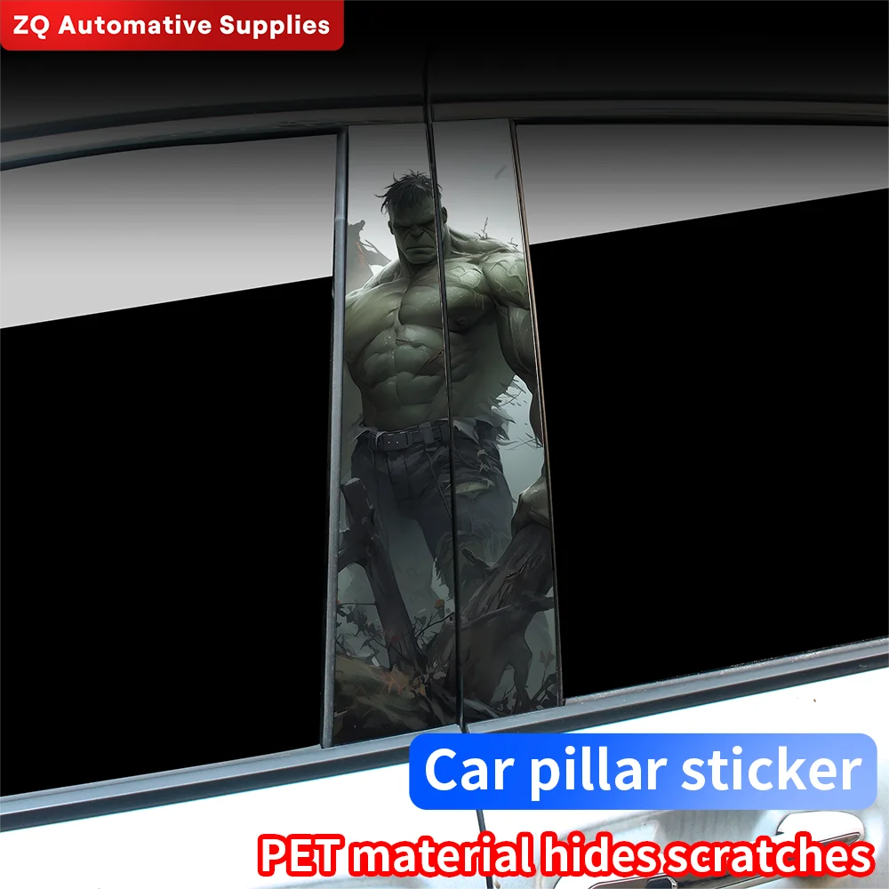 

Green Film Hulk Anime Car Sticker Auto B-pillar Cartoon Funny Sunscreen DIY Auto Center Column Cover Scratches Decor Accessories