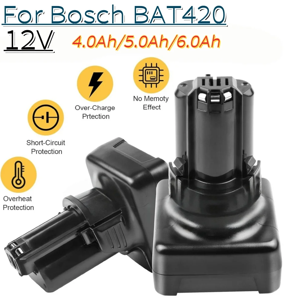

12V 6.0Ah Battery for Bosch BAT411 BAT411A BAT412 BAT412A BAT414 BAT420 for 10.8V & 12V Tools for Bosch Professional 12V System.