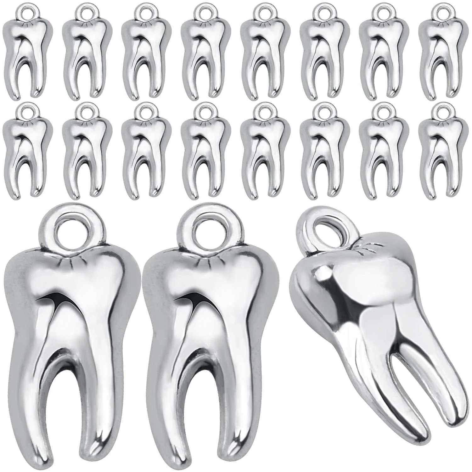 

50 Pieces Tooth Pendant Charms Alloy Heathy Teeth Dangle Charms Hanging Ornaments Links for DIY Necklace Bracelet Jewelry Making