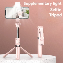 Extendable 1M Bluetooth Selfie Stick with Fill Light and Tripod Stand for Handheld Tk Live Desk Mount