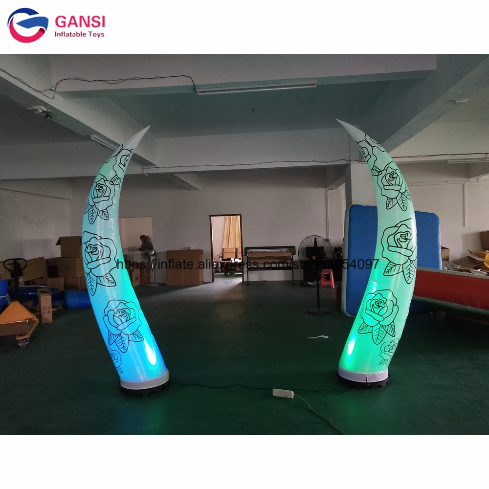 2018 Hot Selling Wedding Decoration Inflatable Tusk,2 Pieces Party Decoration Inflatable Cone With Led Light