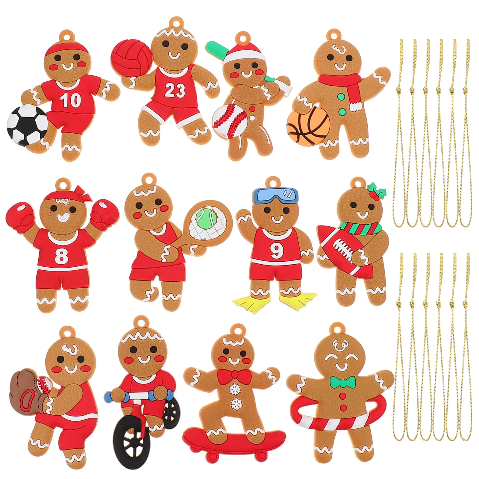 

12pcs Gingerbread Man Pendant Christmas Tree Decorations PVC Home Party Wedding Hanging naments Festive Bell Hangings