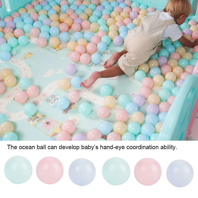 Bolas marinas de plástico para piscina de agua blanda, pelotas de plástico para bebés, pelotas para exteriores, pelotas de juguete de Macaron, 50/100 piezas, 5,5 cm