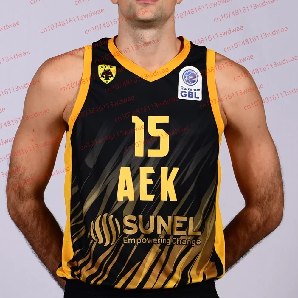 طقم جيرسي رياضي لكرة السلة اليونانية سريع الجفاف AEK BC جيرسي كرة السلة جيرسي كرة السلة #2