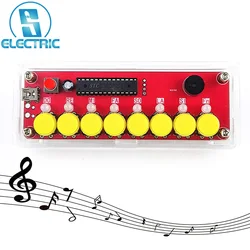 DC 5V DIY Kit Electric Piano RGB LED Flashing Music Generator 12Kinds Pure Music DIY Hand Soldering Suite