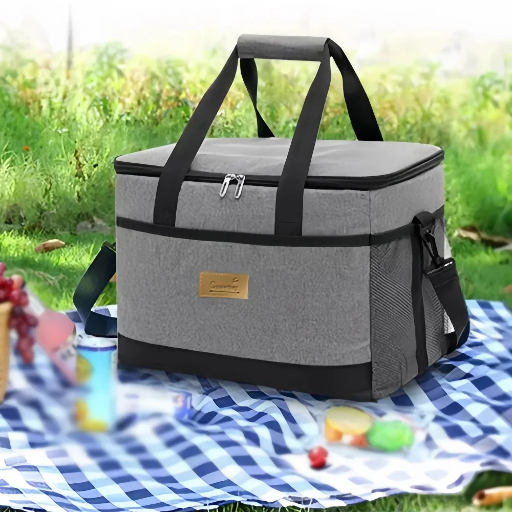 Insulated Picnic Lunch Bag 35L Large Capacity Cooler Bags Food Cooling Box for Outdoor Travel Camping Thickened Handheld Fridge