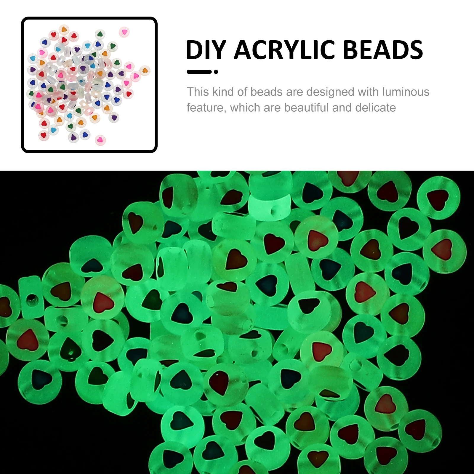 

4 пакета, светящиеся в темноте акриловые бусины для изготовления браслетов своими руками, детские ремесленные проекты, нежные бусины в форме сердца с номером, аксессуары