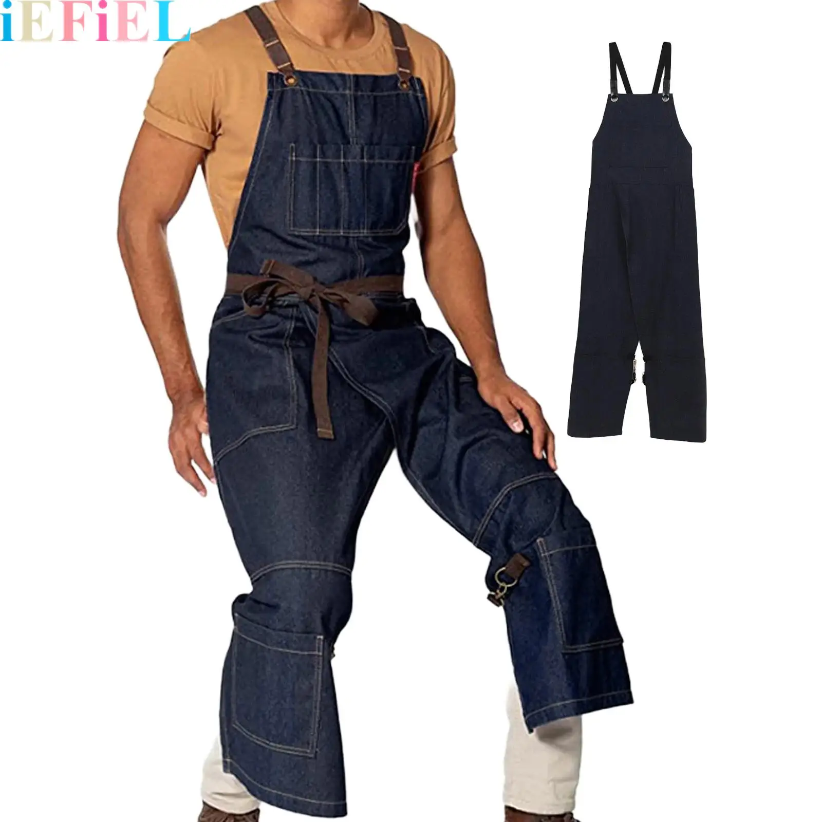 

Adjustable Strap Canvas Aprons with Pockets Overlapped Split-Leg Apron for Potters Gardeners Artists Ceramics Clay Women Men