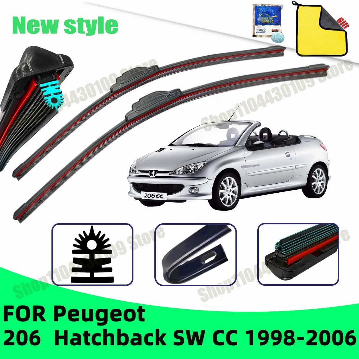 

Car Wiper For Peugeot 206 Hatchback SW CC 1998-2006 Front Windscreen Wipers Double Rubber Car Wiper Blades Car Accessories
