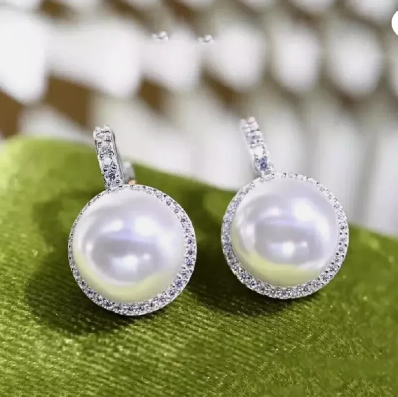 

Красивые серьги AAAA++Japanese Akoya с белым жемчугом 11-12 мм, серебро 925 пробы