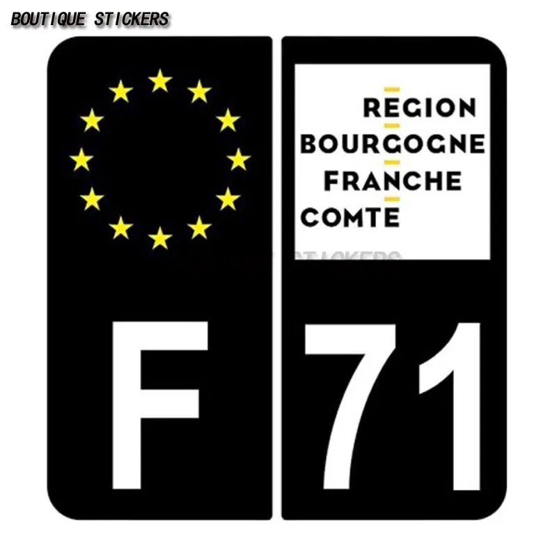 Vehicle License Plate Department F71 FF13 PACA Black Square Corner Car License Plate Sticker