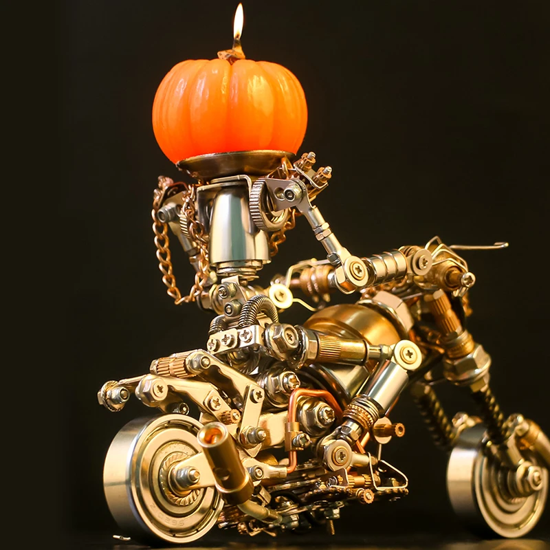 3D Mechanical Puzzles Pumpkin Knight Motorcycle Metal Model Kit Diy Halloween Son of the Dark Night Assemble Toys Kids Gift