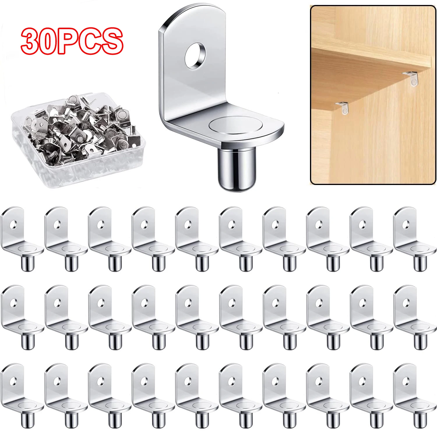 20Pcs Shelf Brackets Support Studs Pegs 5mm Metal Pin Shelves Seperator Furniture Shelf Wall Mount Bracket Holder For Cabinet