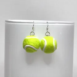 Kawaii Green Tennis Pendant Earrings Personalized Sports Jewelry Novelty Earrings for Women Gifts for Tennis Lovers