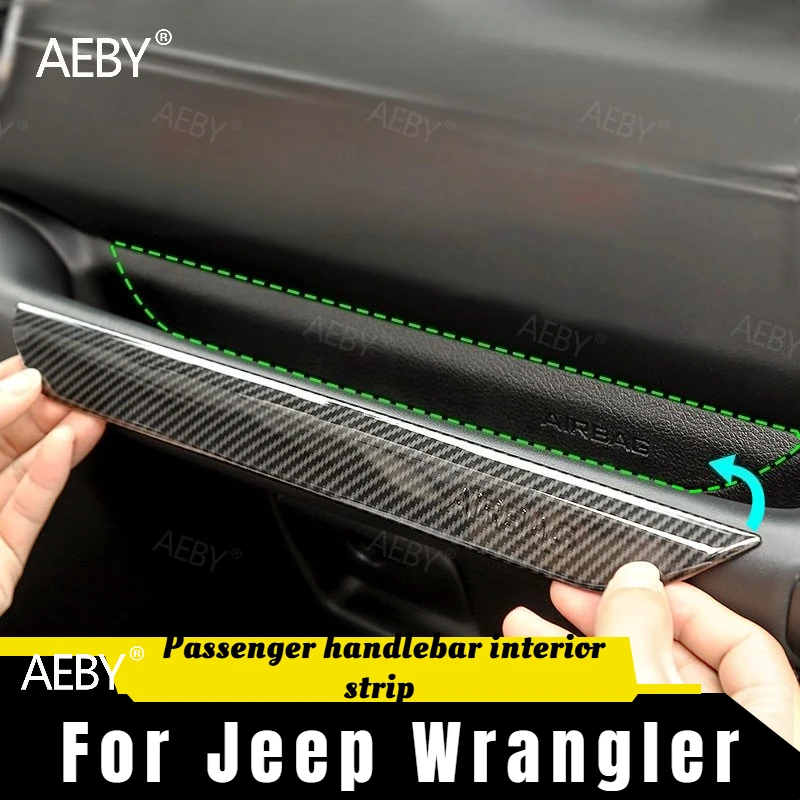 

For Jeep Wrangler 2018 Passenger grab handle decorative cover,Passenger handle carbon fiber pattern,Door scratch resistant