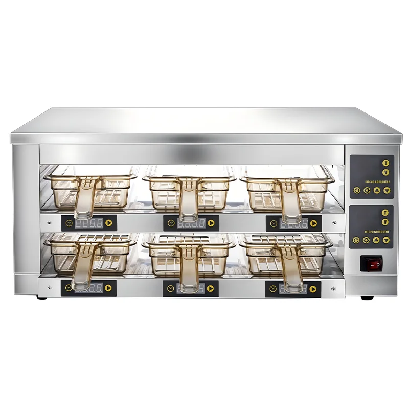 خزانة عرض تسخين تجارية من الفولاذ المقاوم للصدأ لمعدات عزل كامبرو لبرجر اللحوم