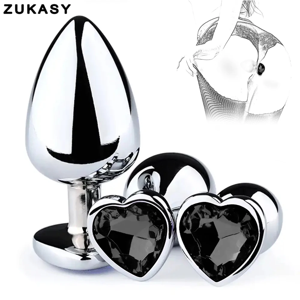 Anal Plug for Men Women Heart Metal Crystal Butt Plug Removable Stainless Steel Anal Plug Stimulator Gay Couples Anal Sex Toy