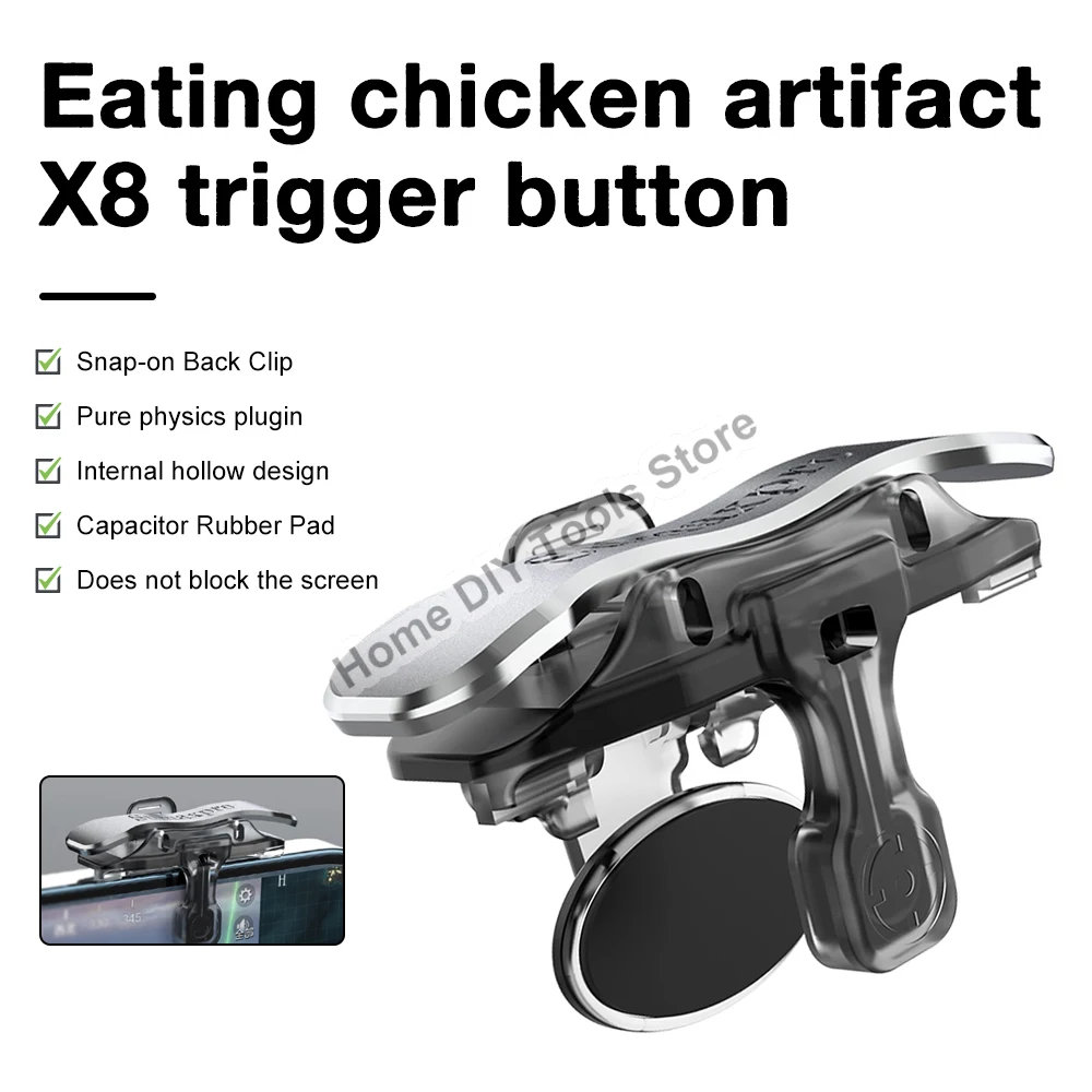 X8 Mobile Game Trigger 6 Finger Trigger Sensitive Shoot Phone Game Trigger L1 R1 Aim Keys Game Controller For PUBG Phone Gaming