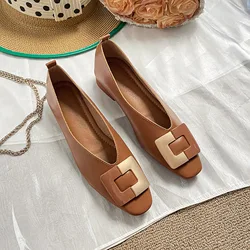 New style French Low Heel Square Head Shallow Mouth Single Shoes Women's Soft Sole Flat Shoes shoes for women zapatos de mujer