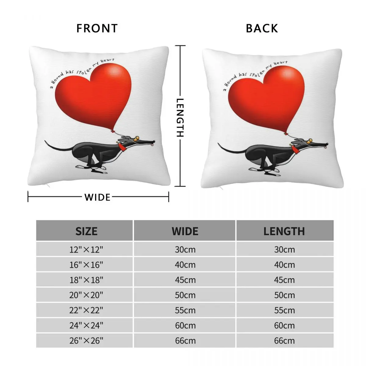 Stolen Heart Black Hound Square Pillowcase Polyester Linen Velvet Creative Zip Decorative Throw Pillow Case Bed Cushion Cover