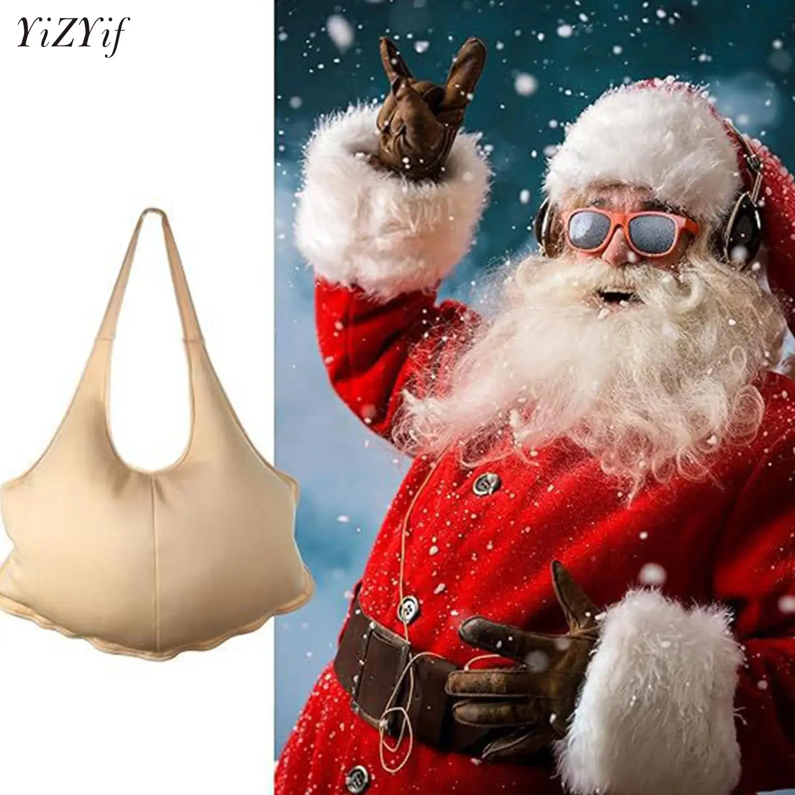 

Unisex Adult Santa Claus Costume Set Fake Padded Belly Hat Outfit for Christmas Cosplay Party Dress Up Stage Performance Props