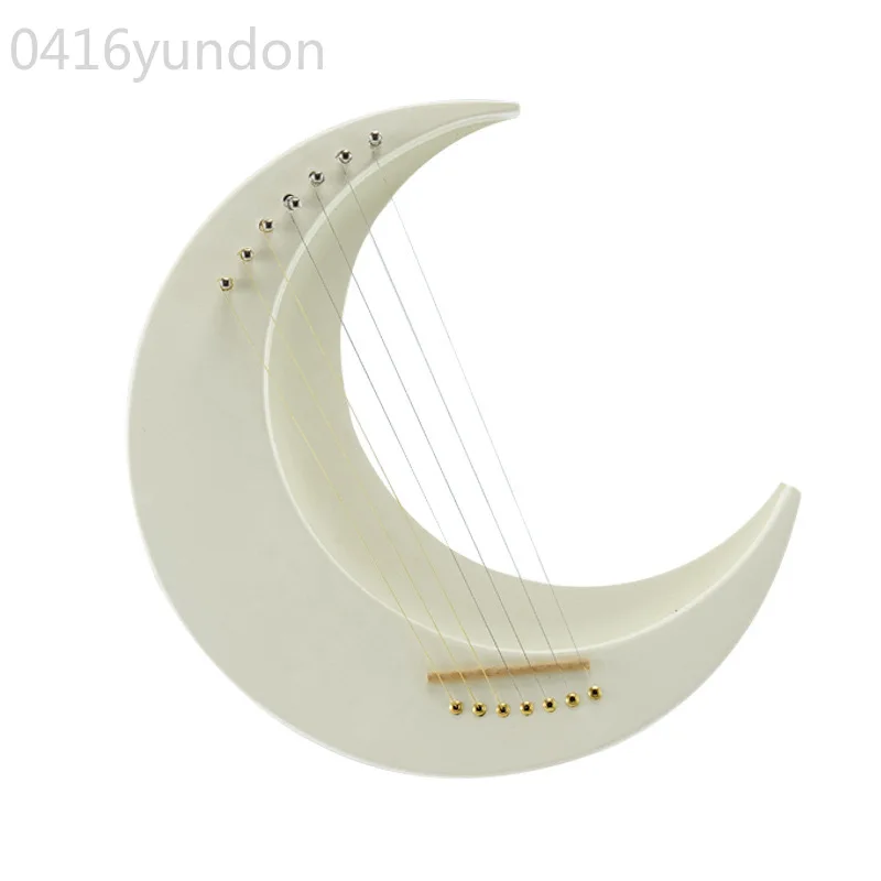 

7 Strings Lyre Harp Portable Mini Strings Finger Harp Wood Creative Moon Lyre for Beginner Musical Instrument with Accessories