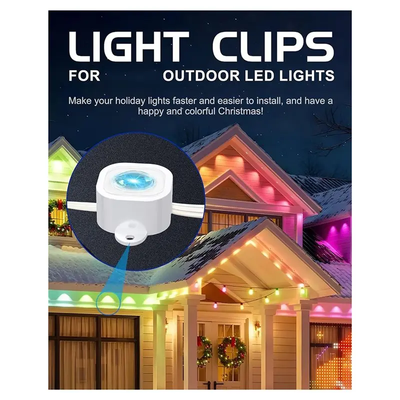 A01F-H706 مشابك تثبيت الإضاءة الخارجية (60 قطعة)، تصميم آمن مقاوم للعوامل الجوية، مثالية مثالية للتركيبات الدائمة #2