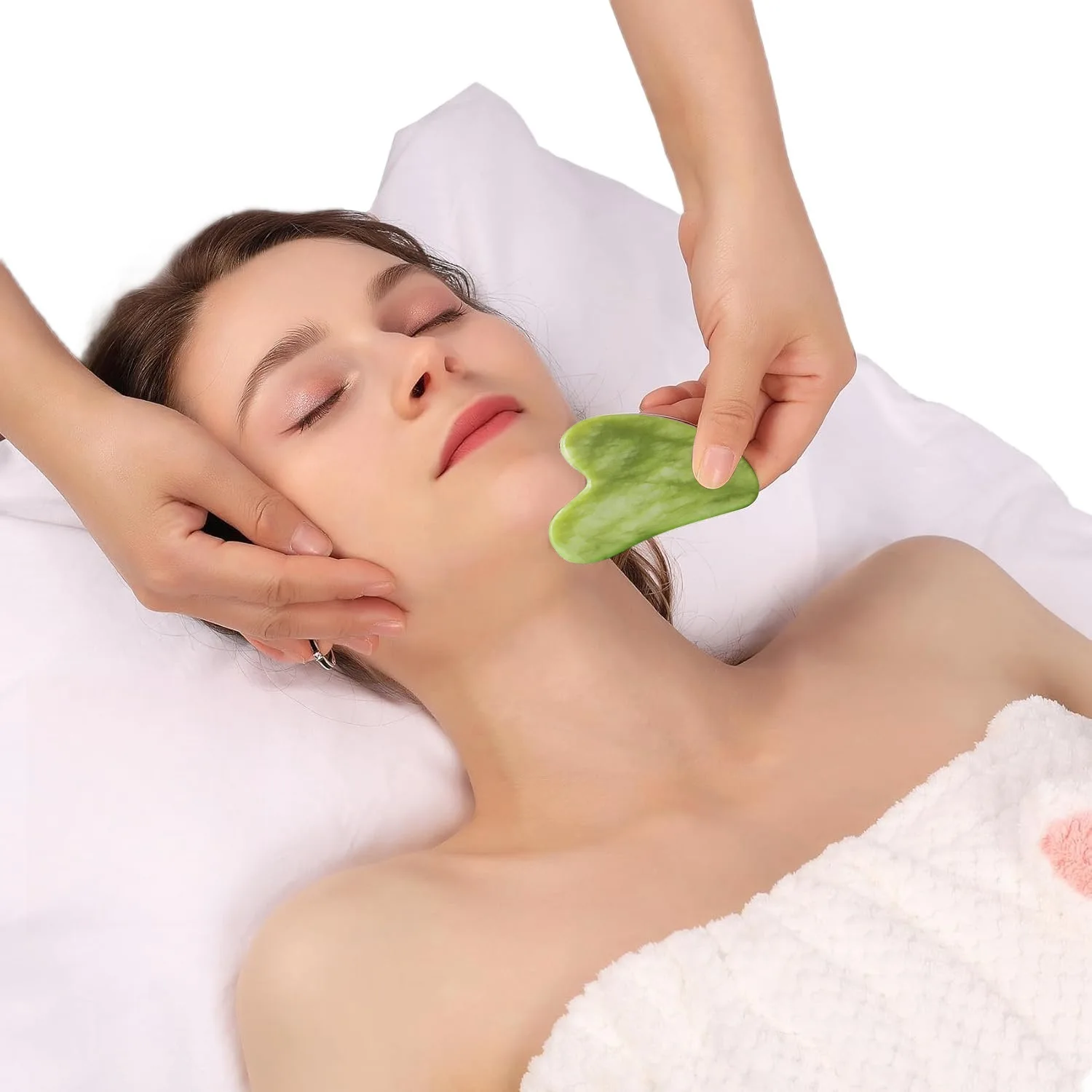 새로운 천연 옥 돌 Gua Sha 마사지 보드 로즈 쿼츠 Guasha 플레이트 옥 페이스 마사지 스크레이퍼 도구 얼굴 목 뒤로 바디