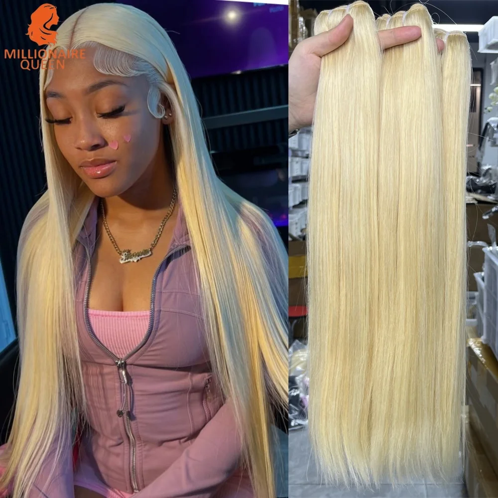 

15A Супер двойные нарисованные девственные 613, прямые пучки плетения, необработанные перуанские волосы, медовая блондинка, необработанные человеческие волосы, плетение Millionaire Queen