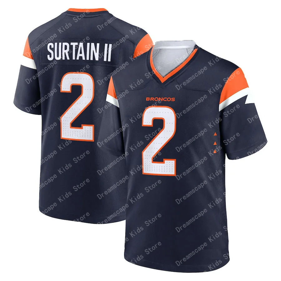 25/24 New Arriavl Summer Men T-shirt Patrick Surtain II Denver Broncos No.2 Quick Drying Women Men T-Shirt Adult Jersey Kit Top