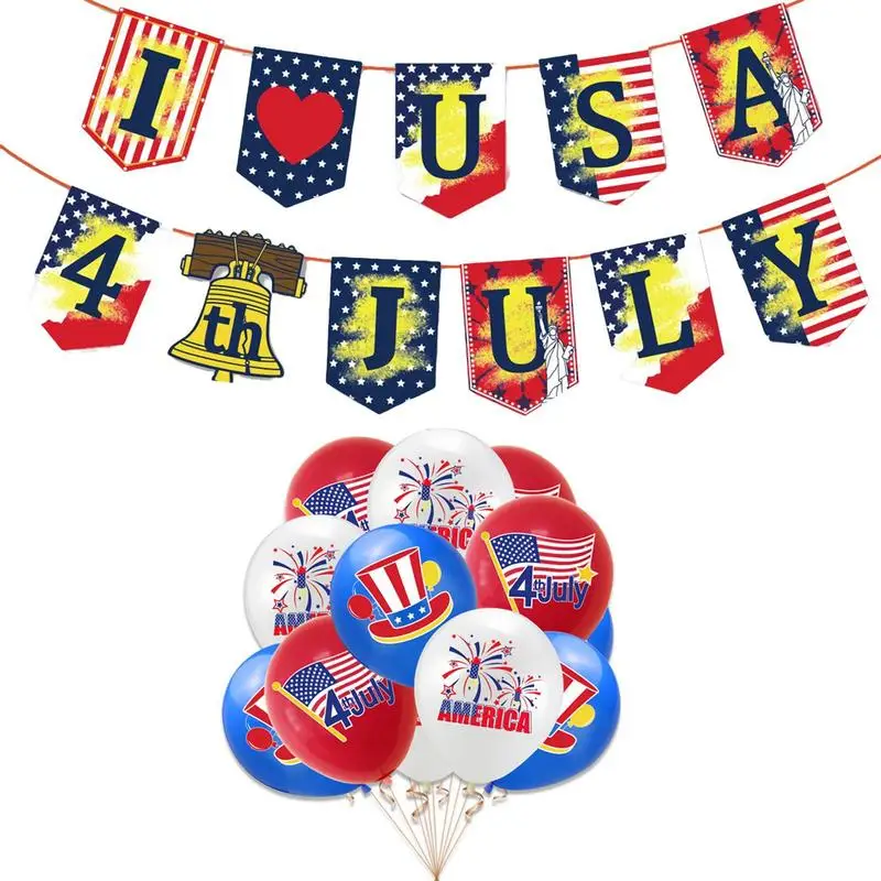 Patriotic Party Balloons And Bunting Celebration Fourth Of July Decorations Red White And Blue Patriotic Decorations For