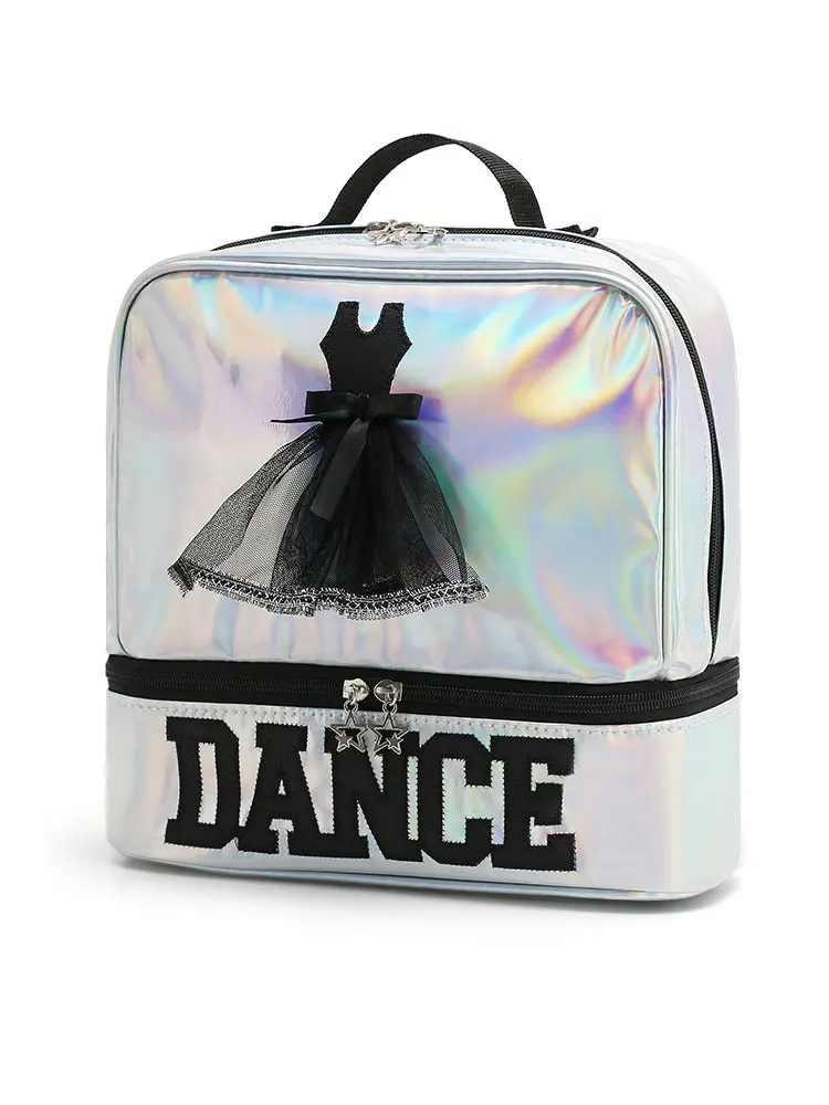 Laser Black Ballet Dance Bags for Kids Double Shoulder Bag Children Latin Dance Storage Backpack Girl Schoolbag Girls Dance Bag