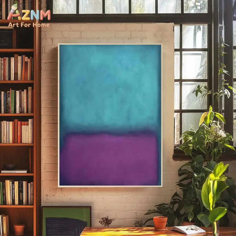 AZNM Mark Rothko Style Color Block Abstract Canvas Wall Art Print, Vibrant Modern Minimalist Painting Poster for Living Room Bed - view 5