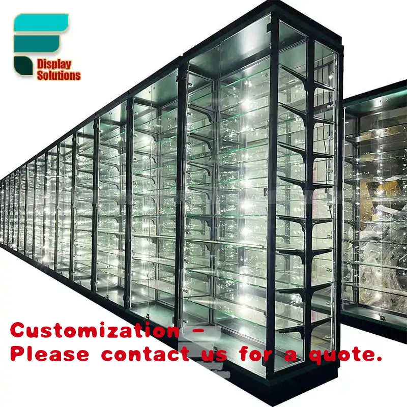 custom.Premium Tobacco Display Cabinet LED Lighting Glass Panel Lockable Drawer Display Unit