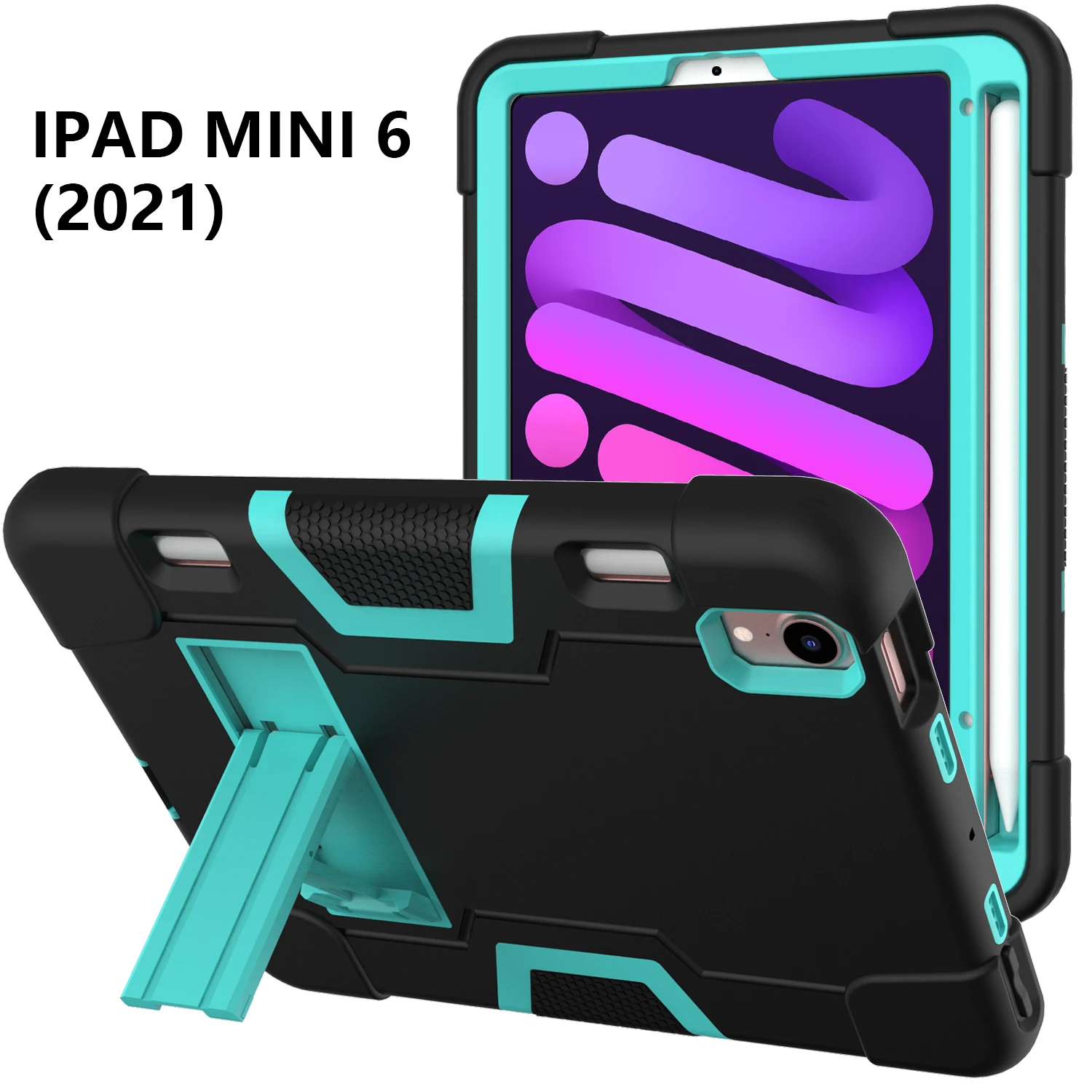 

Бронированный чехол-подставка для iPad Mini 6 2021 8,3 дюйма, модель A2567 A2568 A2569, 3-слойный защитный прочный чехол с противоударным слотом для ручки