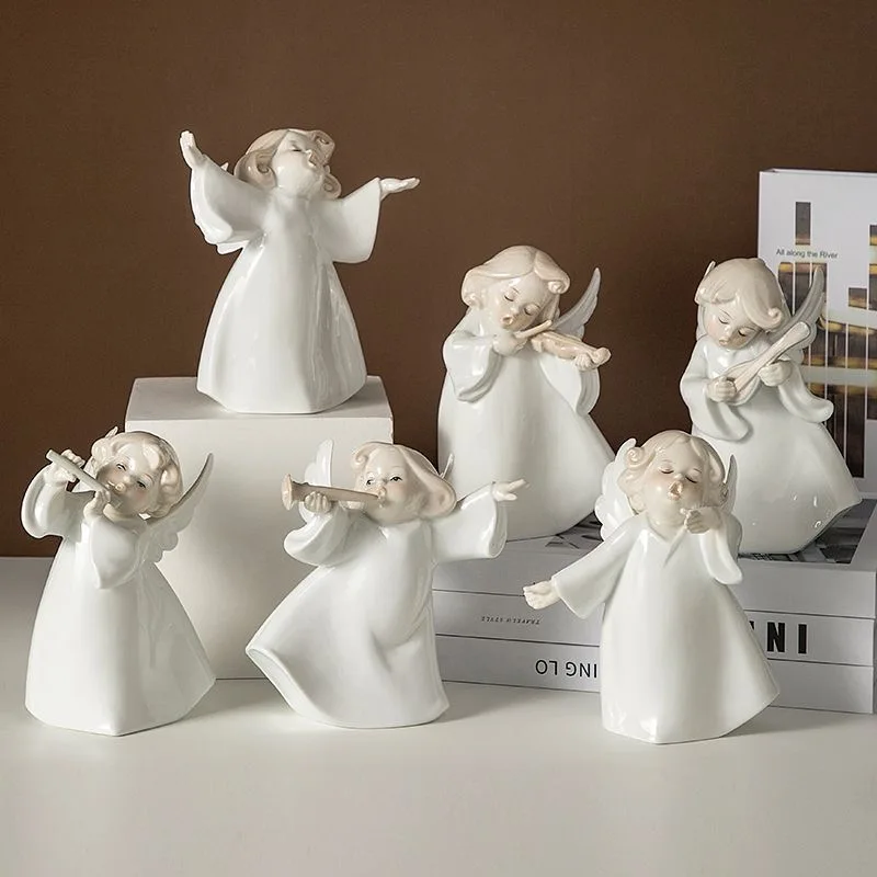xx-European Cute Taiji Angel Statue Accessories Study Office Desk Sculpture Ornaments Home Children's Room Figurines Decor