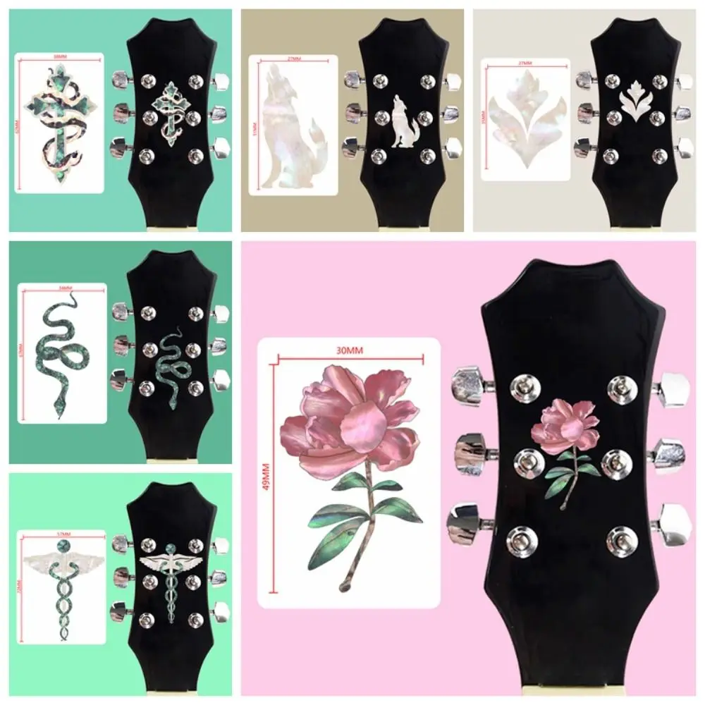 Snack Guitar Panel Decal Flower Wolf Guitar Head Sticker Inlay Sticker DIY Guitar Panel Sticker Guitar Beginner Gifts