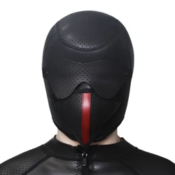 Copricapo da uomo Sexy con becco d'aquila maschera da festa in pelle Cosplay di Halloween maschere con cappuccio completamente ricoperte accessori per maschere rimovibili con benda