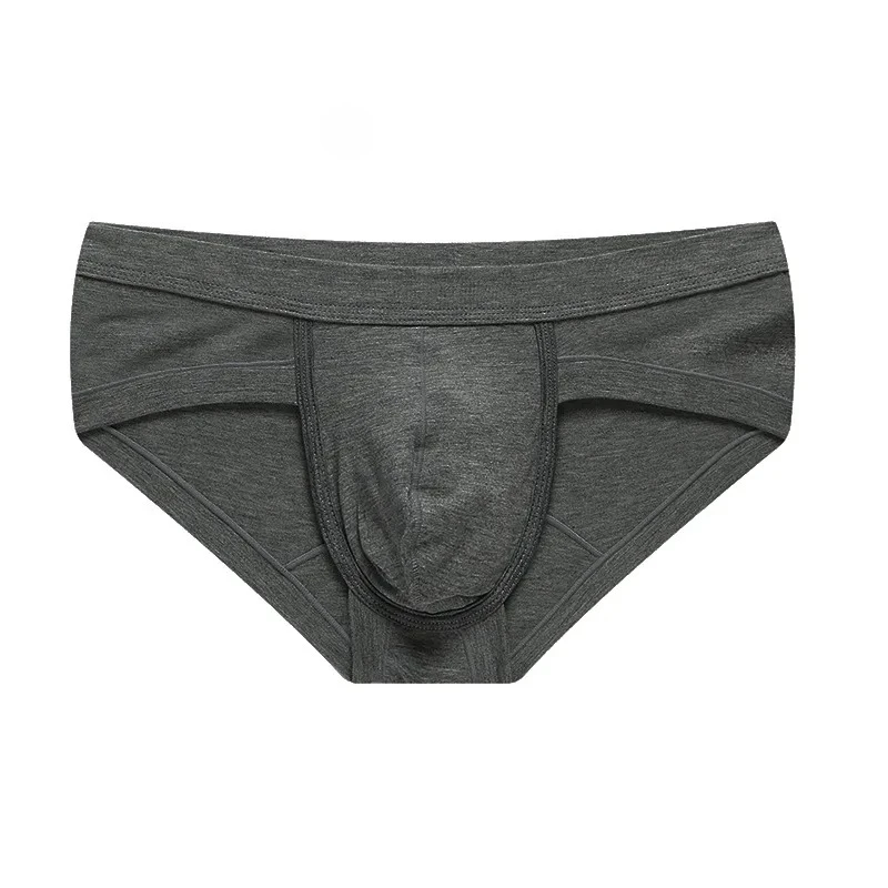 Modal Bulge Briefs for Men Elastic Soft Breathable Cozy Sweat Absorb Sports Underwear Youth Sexy Low Waist U Convex Pouch Tangas