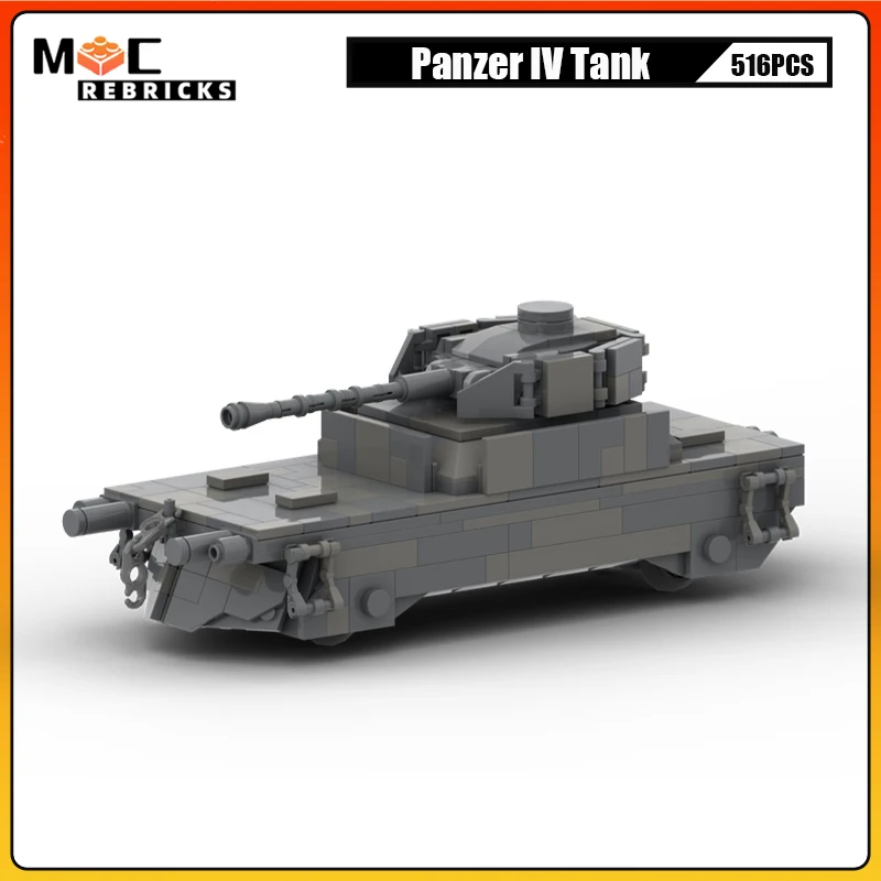 WW 2 German Medium Tank Panzer IV MOC Building Blocks Fully Tracked Armoured Fighting Vehicle Model Bricks Kid's Toys Collection