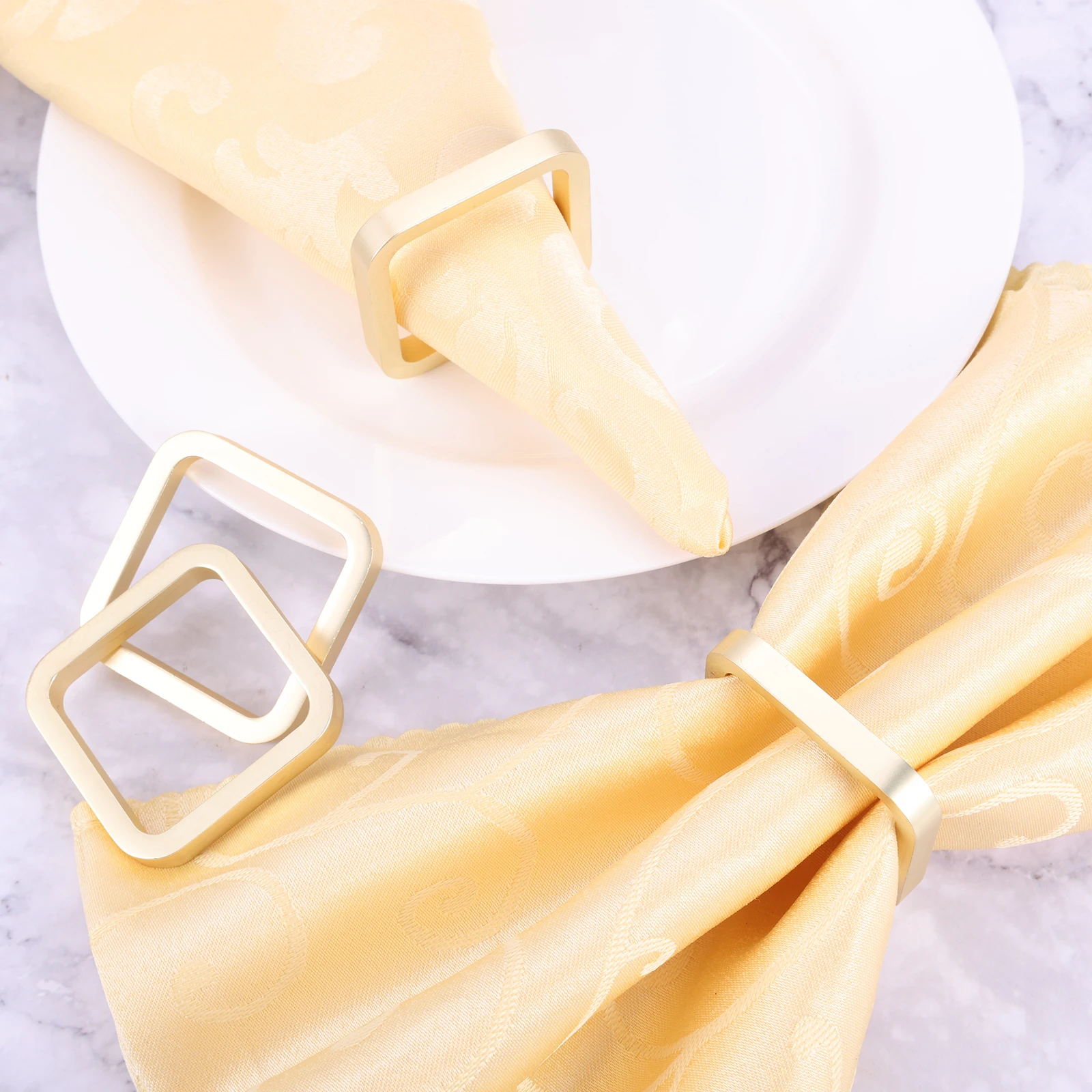 6 adet basit kare peçete halkaları düğün ziyafet parti yemeği için Serviette tutucu dekoratif peçete sahipleri masa dekorasyon