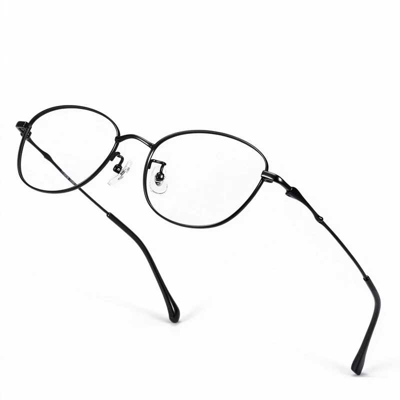 Optical eyeglass frame pure titanium cat eye small frame elliptical ultra light eyeglass frame can be matched with myopia