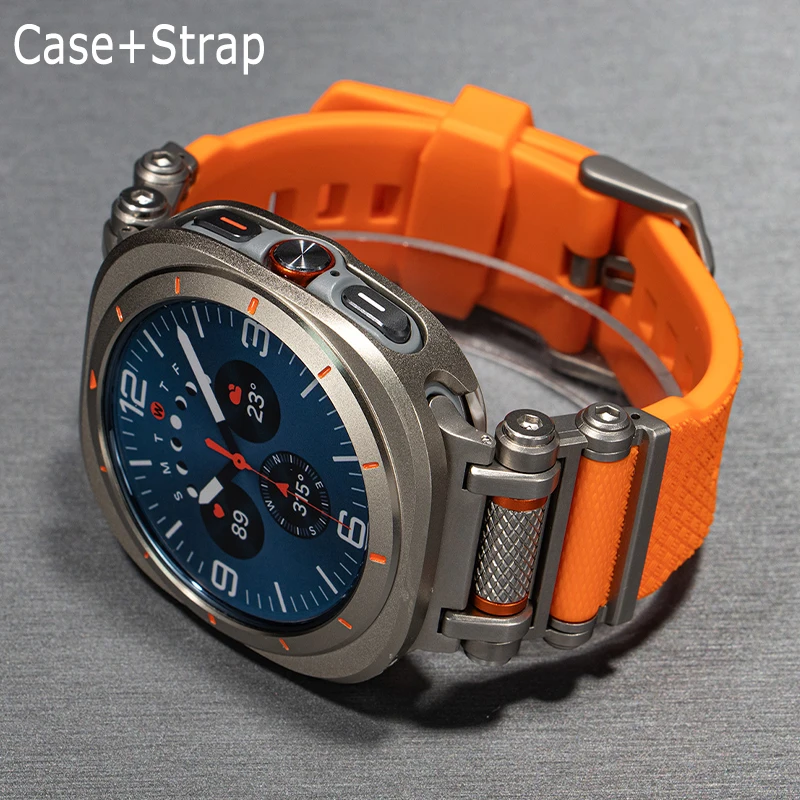 Case+Strap for Samsung Galaxy Watch Ultra 47mm Hard Metal Alloy Protector Cover Sport Silicone Band for Galaxy Watch Ultra 47mm