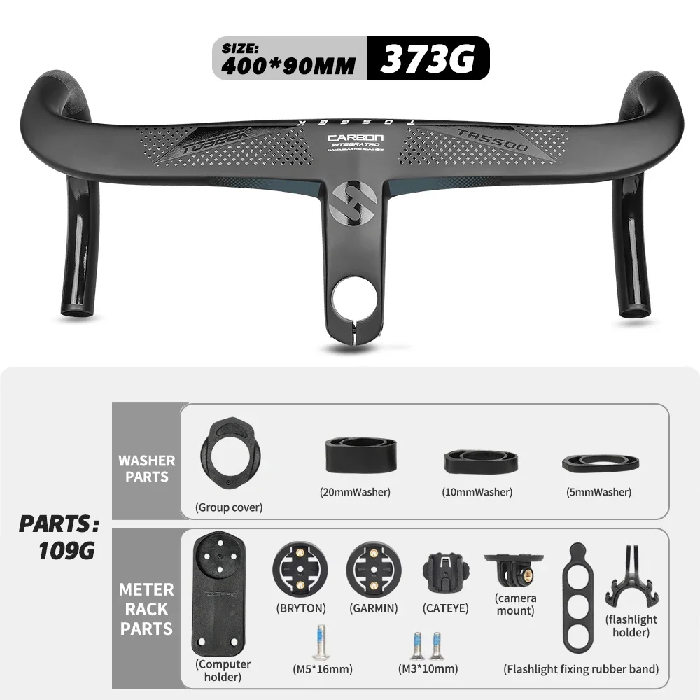 TOSEEK TR5500 Bicycle Handlebar T800Carbon Handlebar Integrated Road 28.6mm Integrated Road Handlebar With Bike Computer Holder